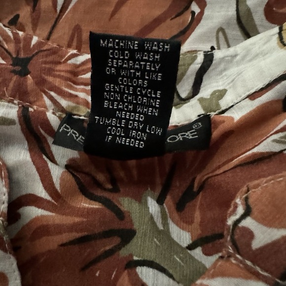 Preswick & Moore 2X Top Shirt Brown Floral Flower Button Up Short Sleeve V Neck - Picture 2 of 7